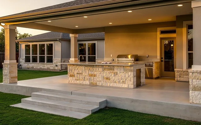 Concrete patio installed for a home near League City, Texas